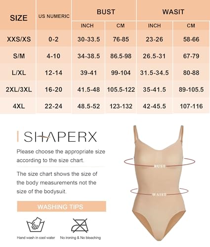 Shaperx SZ5213-BEIGE-S/M Women'S Shapewear Bodysuit Tummy Control Body Shaper Seamless Sculpting Snatched Waist Body Suit,Sz5213-Beige-S/M thumb #2