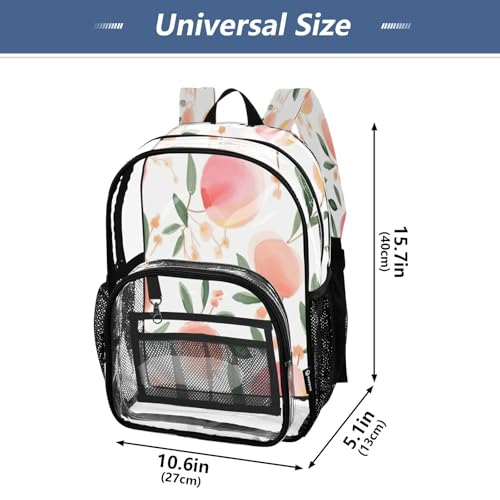 Pink Peach Clear Backpack - Stadium Approved Large 15.7-inch Waterproof Transparent Bag for Sports, Concerts, Work, Travel#2724
