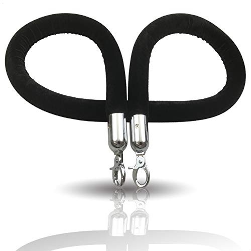 2x Samt Absperrseil 1,5m - Weiße Standseile Mit Karabinerhaken Für Warteschlangen