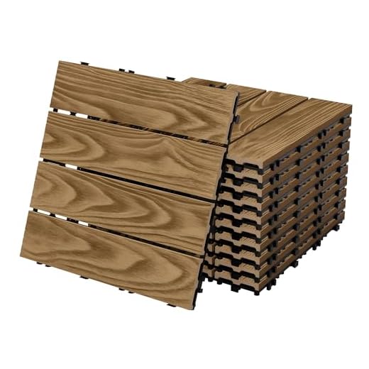 ECD Germany Baldosas de Patio WPC de 30x30 cm 33 Piezas para 3m² Aparencia de Madera Marrón Teca con Sistema de Drenaje e Instalación Mediante Clic, Losa Aspecto Tabla de Leña para Terraza y Balcón