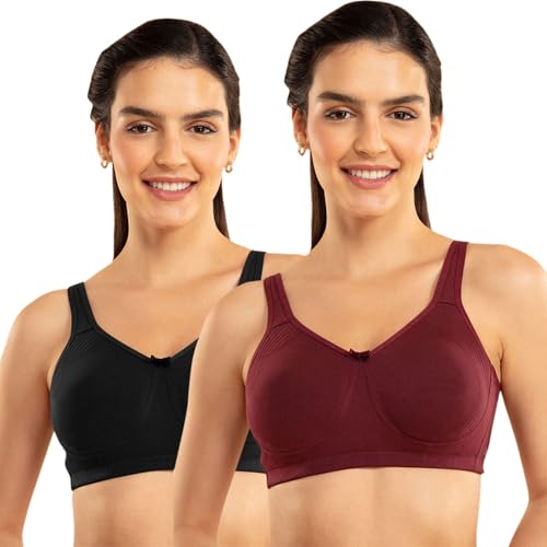 Image of NYKD NYB169 Cotton Non Padded Non Wired Encircled Shaping Bra Pack of 2 Full Coverage (Plus