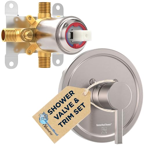 HammerHead Showers Solid Metal Single-Handle Trim Kit with Rough-In Shower Valve, Volume and...