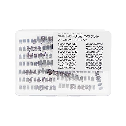20 Valores * 10 Piezas SMA 400W TVS Kit de diodos de protección bidireccionales de montaje en superficie