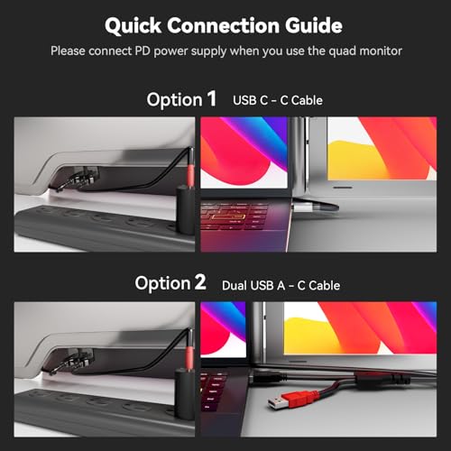Image of LXU 16 inch Laptop Screen Extender Quad Monitor 1200P