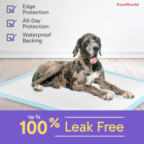 Image of PETSWORLD Giant Dog Potty Pads, Odor-Eliminating, 36 inch x 36 inch, Ultra Absorbent 5-Layer Leak-Proof Training Pads for Dogs & Cats (36x36, 1800 Count)
