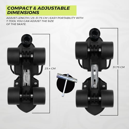 Image of JASPO Razor Adjustable Roller Skates | Unique Ankle Support | 61mm PU Wheels | Anti-Skid Surface | Lightweight | Quad Skates for Kids & Adults (Size 25-31 cm, Age 8+)
