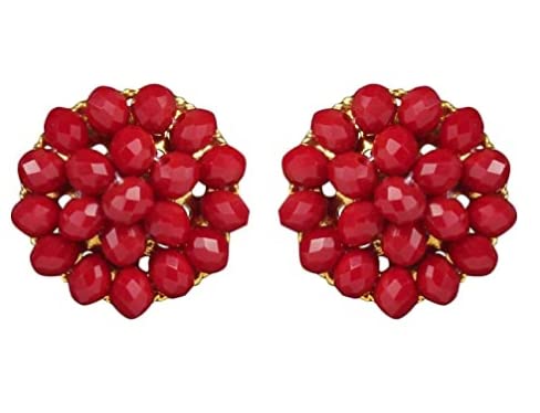 MAHEK PEARLS RED Crystal Beads Push Back Stud Earrings Jewellery For Women & Girls (B09P6NLRFD) Amazon Price History, Amazon Price Tracker