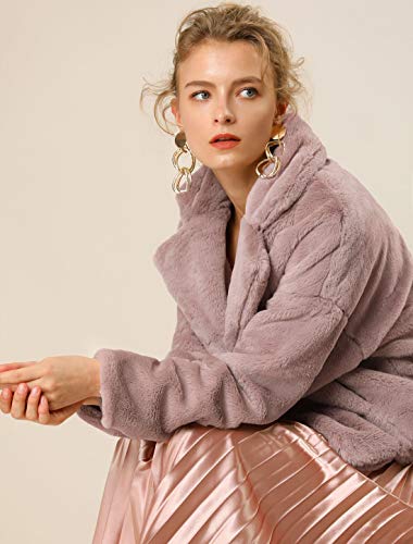 Allegra K Women's Winter Wedding Faux Fur Bolero Jacket Loose Formal Faux Fur Coat2