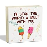 Ice Cream Desk Decor Wood Sign, Ice Cream Bar Decor Tiered Tray Decor Farmhouse Home Shelf Home Decor Wall Art Ice Cream Kitchen Decor Table Centerpiece Holiday Gifts -A27