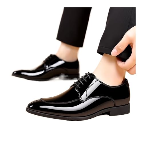 Large Size Leather Shoes Men's Summer Breathable Business British Style Casual Soft Sole Black Shoes Oxfords(Black,46)3