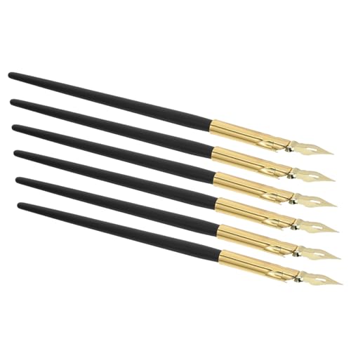 EXCEART 6個 つけペン シグネチャードローイングペン 男性のための ビンテージの 書道ペン 木