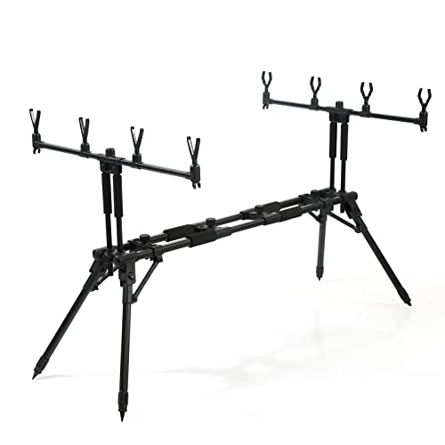 Karlak Adjustable Retractable Carp Fishing Rod Pod Stand Holder Foldable Fishing Pole Pod Stand with Carry Case