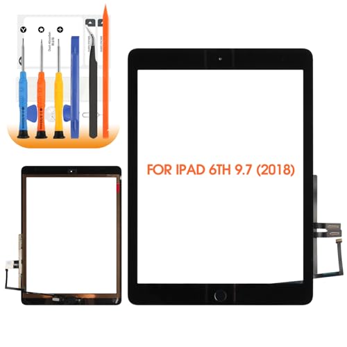 for iPad 6th Generation Screen Replacement for iPad 9.7 2018 A1893 Screen Replacement for iPad ipad a1954 Screen Touch Digitizer Glass Sensor +Home Button Black+Installation Guide