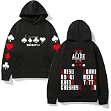TJOS Sudadera con capucha Alice in Borderland | Streetwear estampada unisex con tela suave y transpirable, Negro, XXL