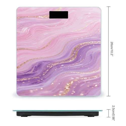 Báscula digital para baño de mármol rosa y púrpura miniatura 2