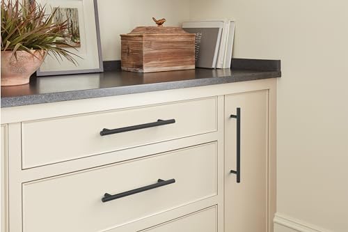 Image of Amerock 7 inch Bar Pulls Black Bronze Drawer Pull | 7 inch (178mm) Center-to-Center Mounting Distance and 9-3 /8 inches Overall Length, Durable Carbon Steel Cabinet Hardware