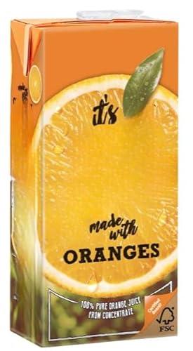 100% Pure Orange Juice From Concentrate 1Ltr (Pack of 12) "Freshly squeezed happiness'' For All Occasions