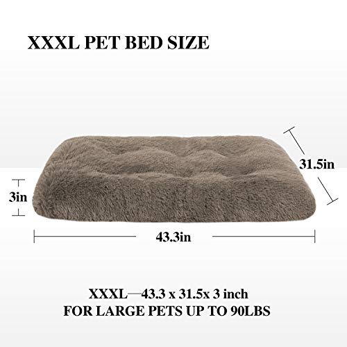 OXS Dog Bed Long Plush Pet Bed, Comfortable Faux Fur Washable Crate Mat for Dogs with Anti-Slip Backing, XXXL - Image 3