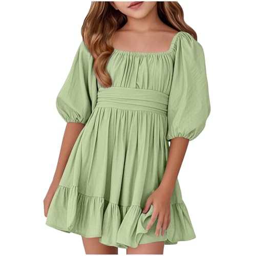 Vestido de verano para niñas de 5 a 14 años casual con flores y lazo