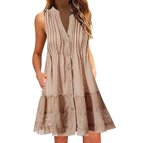 Sommerkleid Damen Knielang Sommer Kurz Blumenkleid Kleider Tunika Midi...