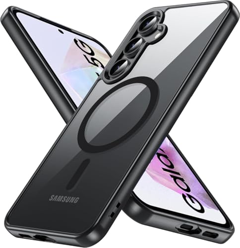 Image of DIZORO Compatible Samsung Galaxy A35 5g Case,Compatible with MagSafe, Non Yellow Military-Grade Drop Protection & Hard PC Back Cover Slim Transparent Anti-Scratch Shockproof Phone Case - Black