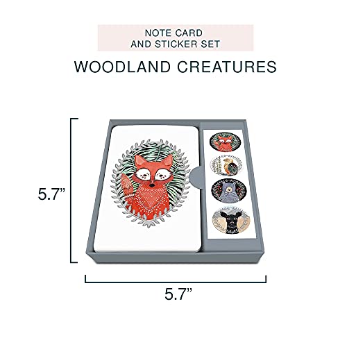 Image of Note Card & Sticker Set by Studio Oh! - Marissa Redondo Woodland Creatures - Set of 12 - 3.5 inch x 5.25 inch Blank Cards with Envelopes and Stickers - Includes 3 Cards Each of 4 Designs (82608)