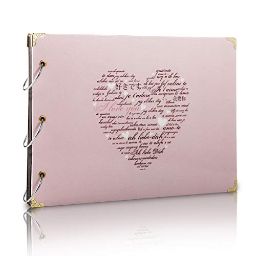 Scrapbook Album Photo Livre d'or de Mariage Souvenirs Bricolage avec 60 Pages Noires Cadeau pour Saint-Valentin Anniversaire Noël Voyage Mariage pour Épouse Mère Fille Petite Amie,JE T'AIME