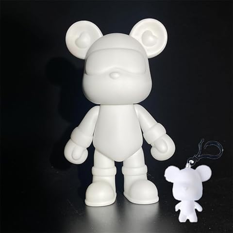 Coniuty DIY Fluid Bear + Bear Keychain Painting Set, Teddy Bear Figure for Creative Fluid Art and Home Decoration (9 Inch, Blank Mold) Cover