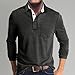 Mens Long Sleeve Polo Shirts Classic Button Down Golf Shirt Fashion Casual Moisture Wicking Shirts with Pocket Dark Gray