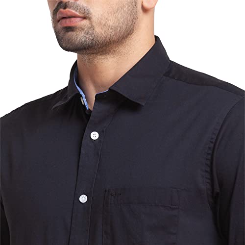 Image of Colorplus Men's Pure Cotton Solid Pattern Tailored Fit Spread Collar Full Sleeve Casual Shirt