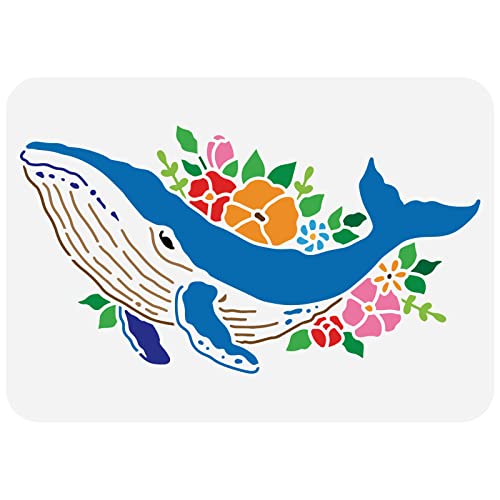 FINGERINSPIRE Estêncil de baleia 21 x 29,7 cm modelo reutilizável...