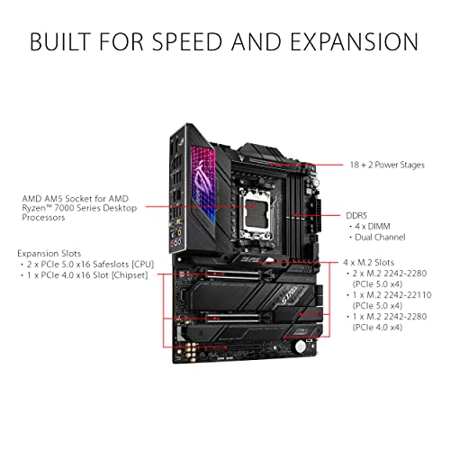 ASUS ROG STRIX X670E-E GAMING WIFI AMD X670 AM5 Ryzen™ Desktop 9000 8000 & 7000 ATX motherboard, 18+2 power stages, DDR5, 4x M.2 slots with heatsink, PCIe® 5.0, USB 3.2 Gen 2x2, WiFi 6E, AI Cooling II by ASUS - Image 2