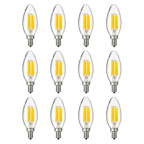 Sunlite 41230 LED Filament B11 Torpedo Tip Chandelier Light Bulb 5 Watts (60 W Equivalent), 600 Lumens, Candelabra E12 Base, Dimmable, UL Listed, 12 Pack, 4000K-Cool White Sunlite 41230 LED Filament B11 Torpedo Tip Chandelier Light Bulb 5 Watts (60 W Equivalent), 600 Lumens, Candelabra E12 Base, Dimmable, UL Listed, 12 Pack, 4000K-Cool White