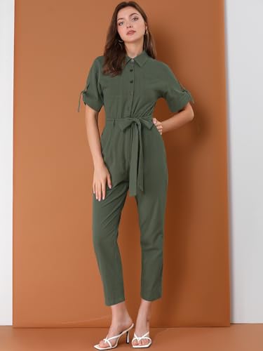 Mono de manga corta para mujer para paseos urbanos de algodón verde XS 3