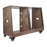 Sound Town DIY 2 x 12U Slanted Studio Rack with Solid Baltic Birch Plywood, Casters, weathered brown for Recording Room, Home Studio (SDRK-D12TB)