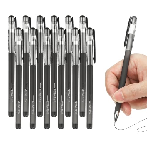 PATIKIL 0.2mm Bolígrafos de Gel Negro Pack 12 miniatura 1