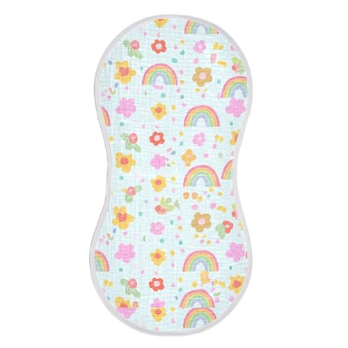 xigua Colorful Rainbows Baby Burp Cloths for Newborn Boys and Girls 2 Pack, Soft & Absorbent Cotton Baby Burp Cloth, Baby Washcloths, Newborn Towel, Burp Rags