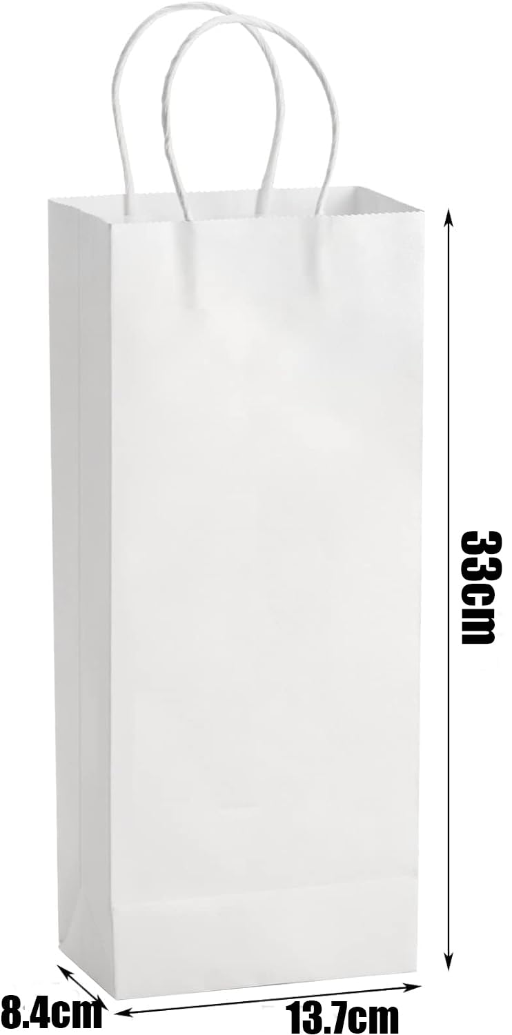 WUWEOT 50 Pack Paper Wine Bags, Kraft Bag Bluk, White Gift Shopping Party Bag, Recyclable Retails Wrapping Bags with Handle - Image 2