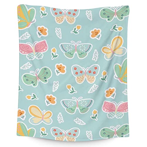 Butterfly Blanket Gifts - 30"x40" Cute Throw for Women, Girls - Green Soft Fuzzy Blankets for Couch & Office