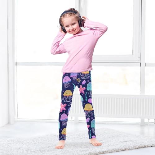 Cartoon Jellyfish Starfish Shell Girls Leggings Soft Stretch Workout Yoga Dance Pants for Kids Casual Tights4