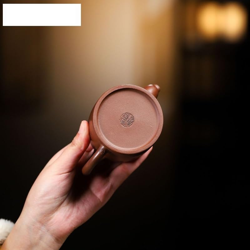 Tetera hecha a mano de 180 ml de arcilla morada hecha a mano con dos anillos, mineral crudo, tetera de barro morado, juego de té Zisha para preparar té de hojas