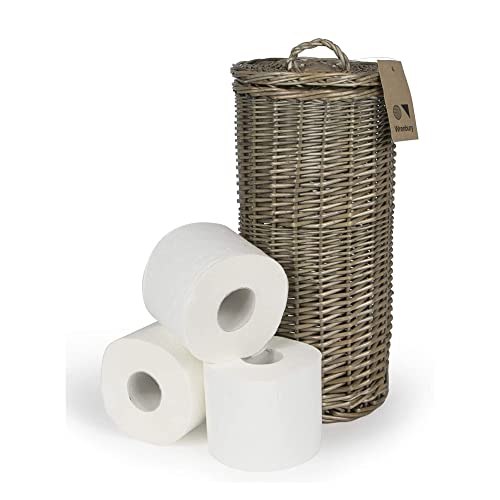 Wrenbury - Cesta para papel higiénico con capacidad para 3 rollos de sauce antiguo redondo | cesta de almacenamiento de mimbre tradicional para baño Cover