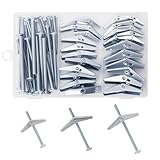 28PCS Toggle Bolts, Wing Nuts, Heavy Duty Hollow Wall Anchors for Drywall Ceiling, 3 Sizes Butterfly Anchors (1/8, 3/16, 1/4 in) for Hang Shelves, Heavy Fixtures, Metal Drywall Anchor and Screws Kit