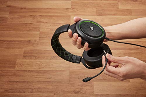 Corsair HS50 Pro Stereo Gaming Headset (Geheugenschuim oorkussens, Vederlicht design, afneembare ruisonderdrukkende microfoon, voor PC, XBOXOne, PS4, Switch en mobiele appraten) Zwart/Groen - Afbeelding 4