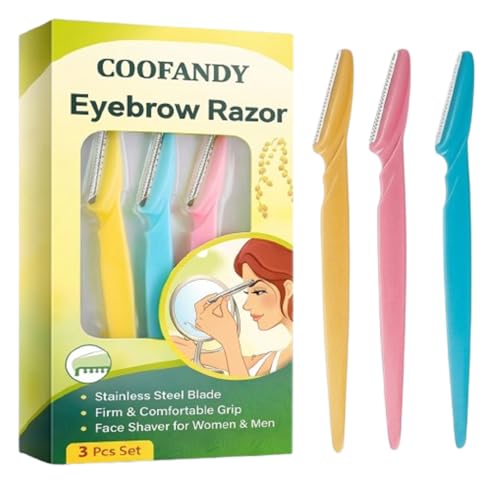 Image of COOFANDY 3 Pcs Eyebrow Razor for Women, Disposable Razor, Stainless Steel Blade & Firm Grip, Face Shaver for Women - Facial Hair Removal for Men - Neutral, Safe and Friendly