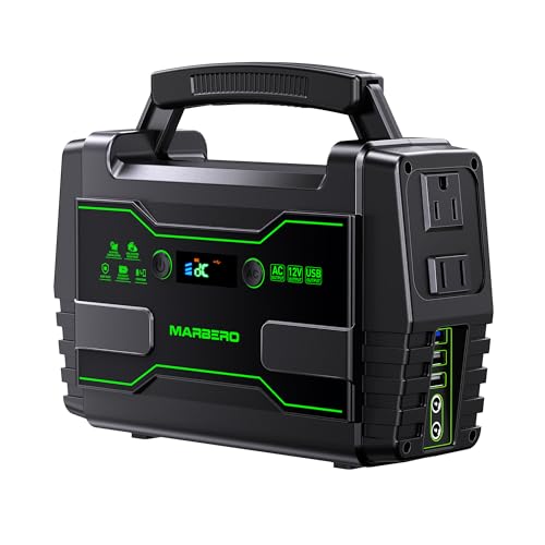 MARBERO Portable Power Station 155Wh Camping Solar Generator 100W with AC DC and USB Outputs LED...