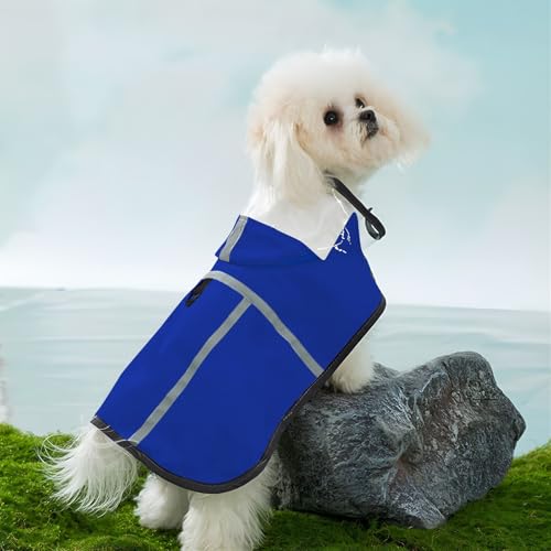 Chubasquero impermeable de perro grande con enganche de correa azul 5
