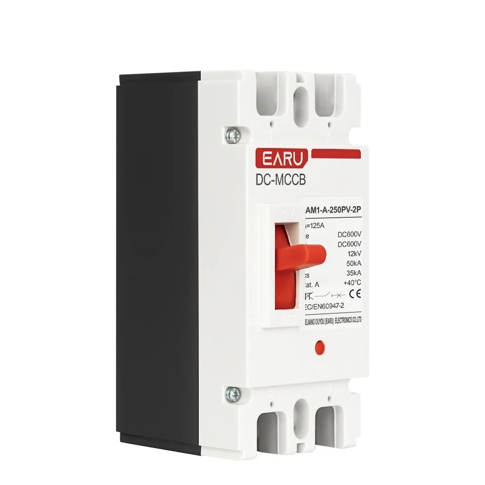 Disyuntor MCCB 2P 160A diferencial rearmable que evita cortes por sobrecarga en CC 600V