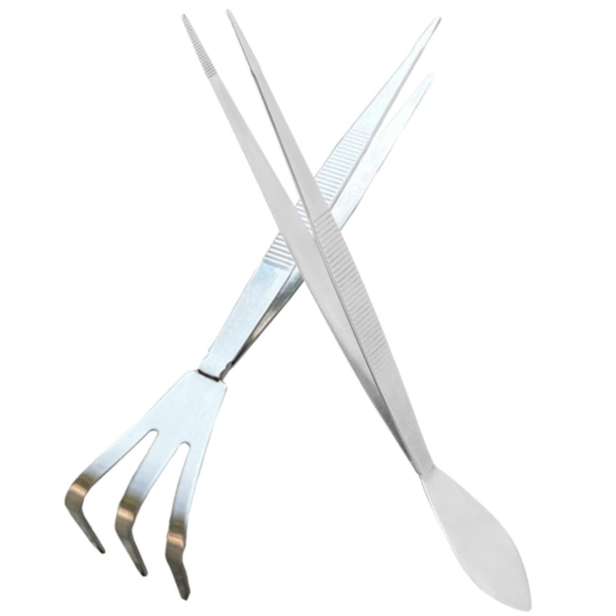 HEMOTON Stainless Steel Bonsai Tweezers Rake Spatula Garden Tweezers for Bonsai Moss Planting