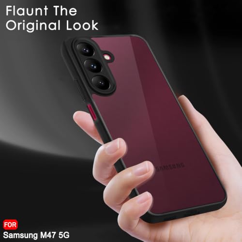 Image of TheGiftKart Hybrid Shockproof Back Cover Case for Samsung Galaxy M47 5G | Camera Protection Module | Hard Back Cover Case for Samsung M47 5G (PC & TPU, Translucent Smoke Matte Back, Black Sides)